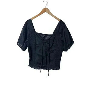 Torrrid Women 2 Cotton Clip Floral Smocked Crop Top Dark Romantic Goth